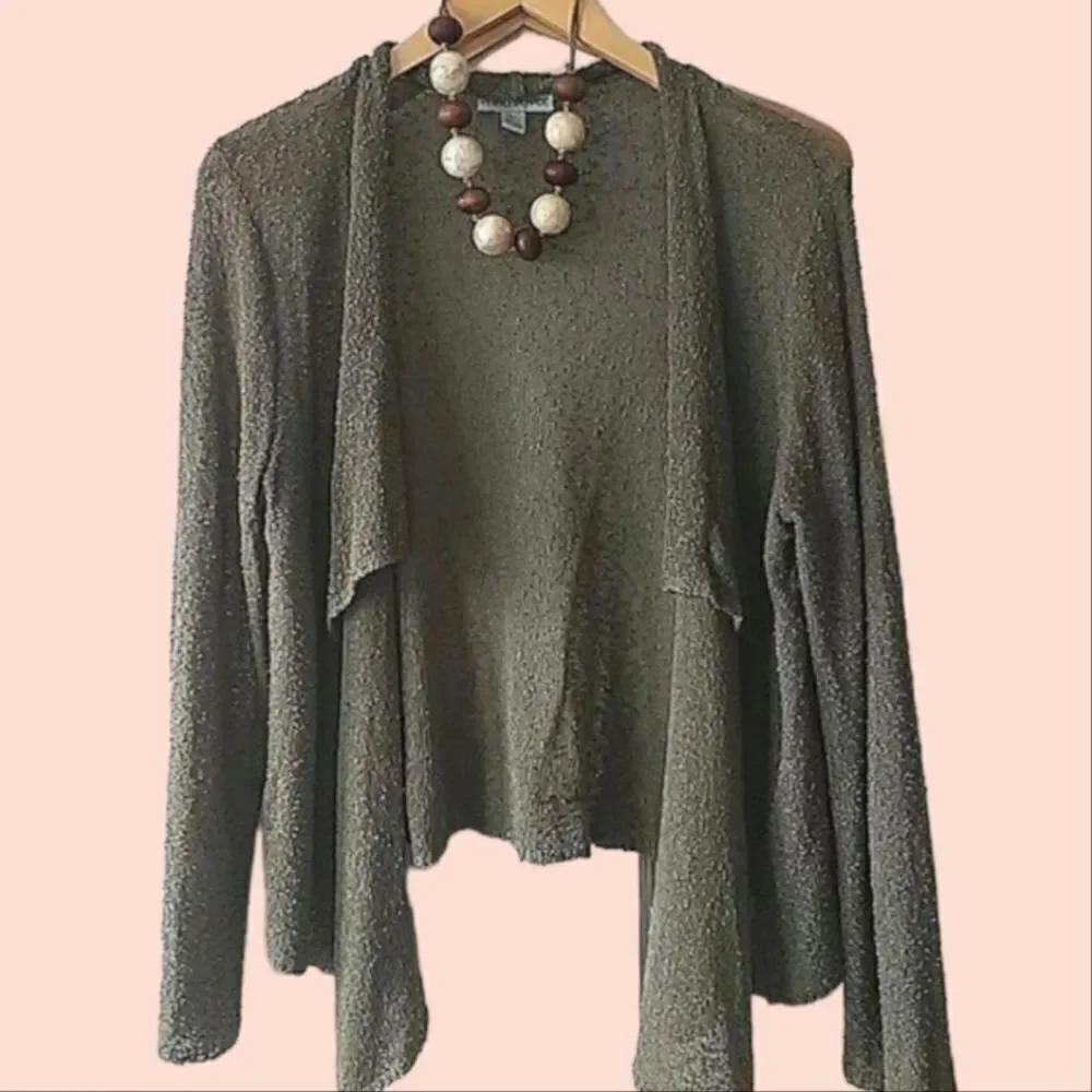 Wind River Slubby Army Green Stretchy Open Cardigan Size L